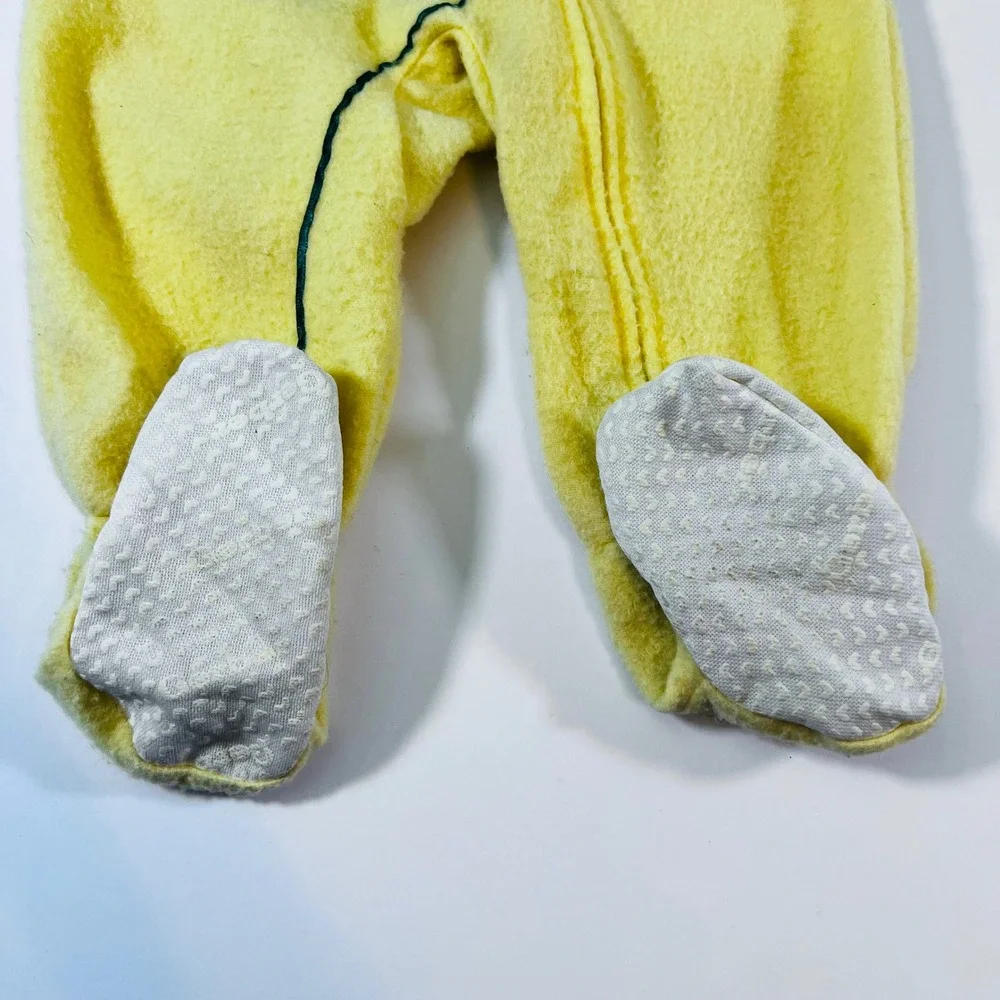 Vintage Baby Flower Costume 12M Yellow Fleece Footie Bodysuit Hat Set‎